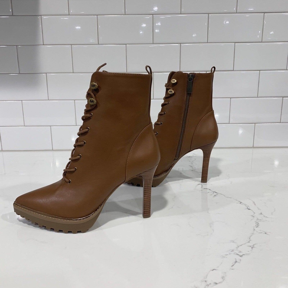 Michael Kors | Boots Kyle Lace Up Booties Leather Pointed Toe NEW - Picture 5 of 9